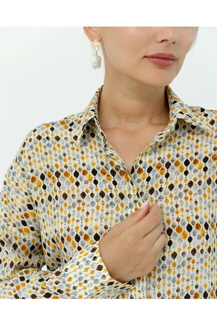Рубашка шелковая с принтом витраж 8908 от byME 