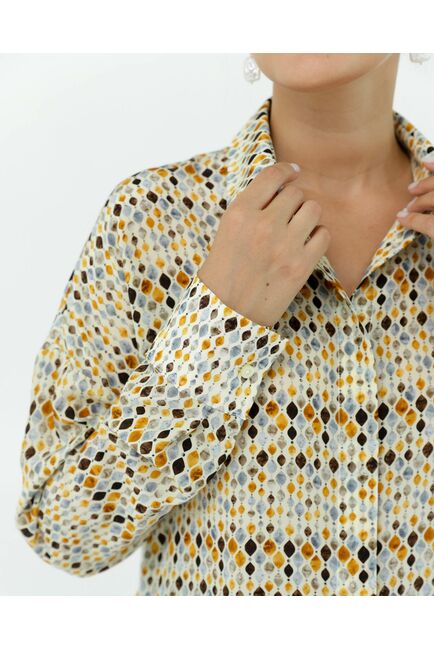 Рубашка шелковая с принтом витраж 8908 от byME 