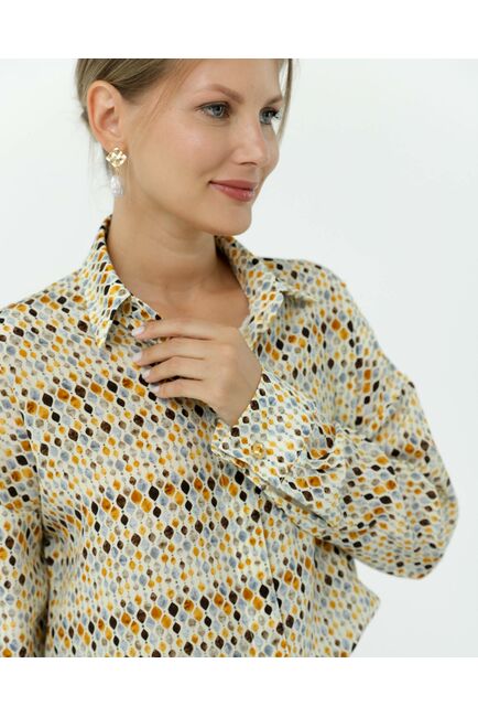 Рубашка шелковая с принтом витраж 8908 от byME 