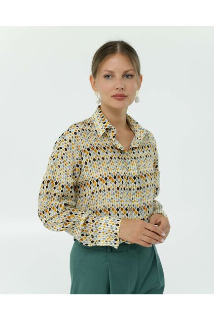 Рубашка шелковая с принтом витраж 8908 от byME 