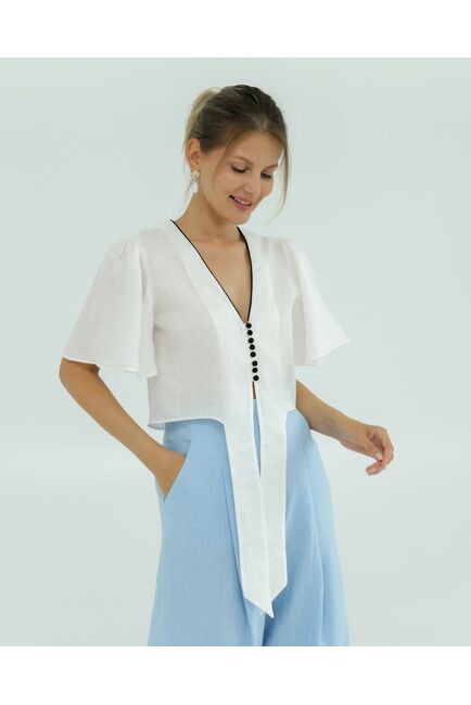 Льняная блуза белая от LW 