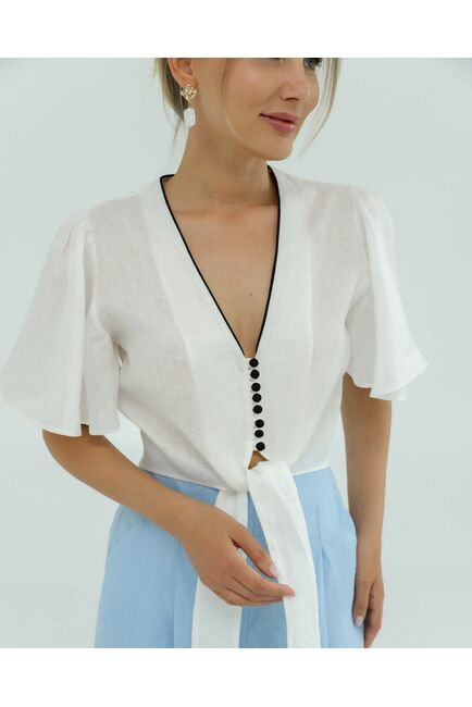 Льняная блуза белая от LW 