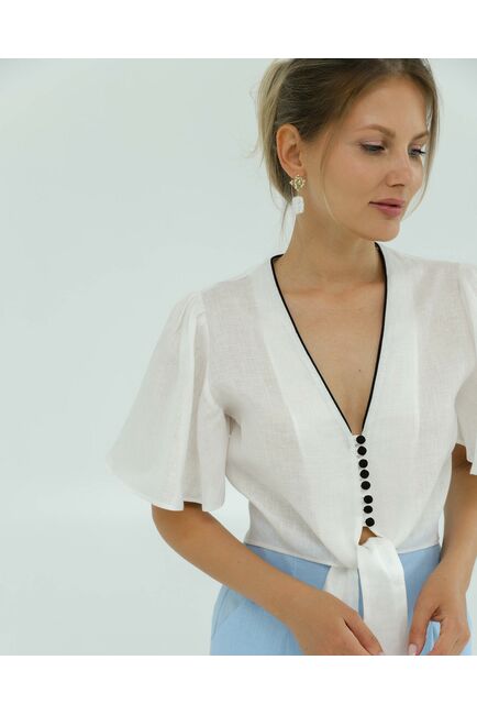 Льняная блуза белая от LW 