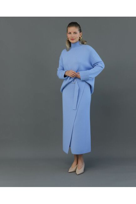 Юбка из шерсти с ангорой в васильковом  цвете от ByME 