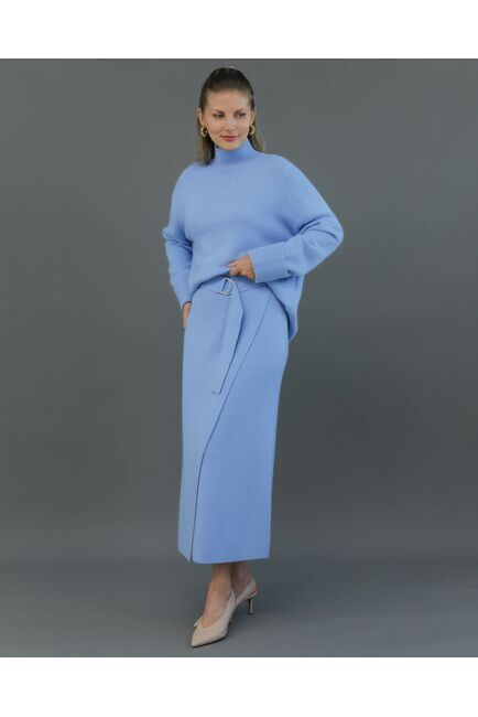 Юбка из шерсти с ангорой в васильковом  цвете от ByME 