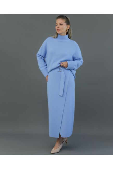 Юбка из шерсти с ангорой в васильковом  цвете от ByME 