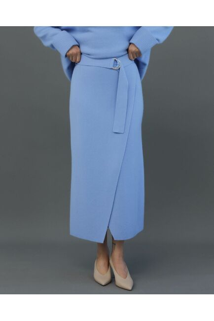 Юбка из шерсти с ангорой в васильковом  цвете от ByME 