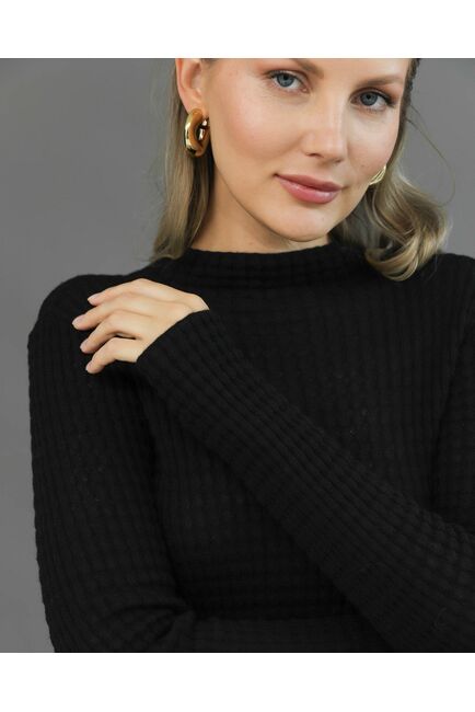 Джемпер из шерсти мериноса тонкой вязки черный от byME 