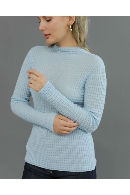 Джемпер из шерсти мериноса тонкой вязки голубой от byME 