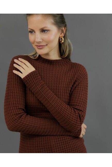 Джемпер из шерсти мериноса тонкой вязки коричневый от byME 