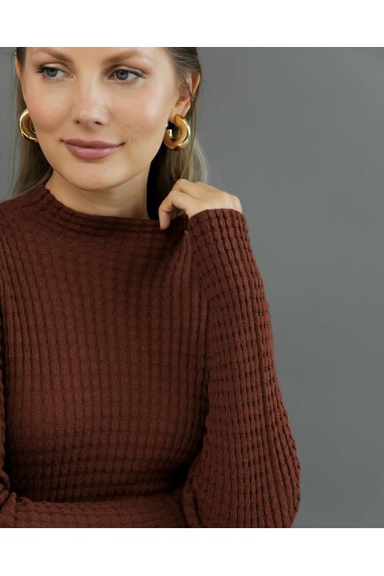 Джемпер из шерсти мериноса тонкой вязки коричневый от byME 