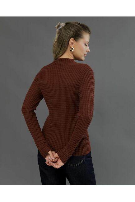 Джемпер из шерсти мериноса тонкой вязки коричневый от byME 