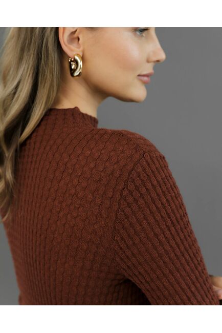 Джемпер из шерсти мериноса тонкой вязки коричневый от byME 