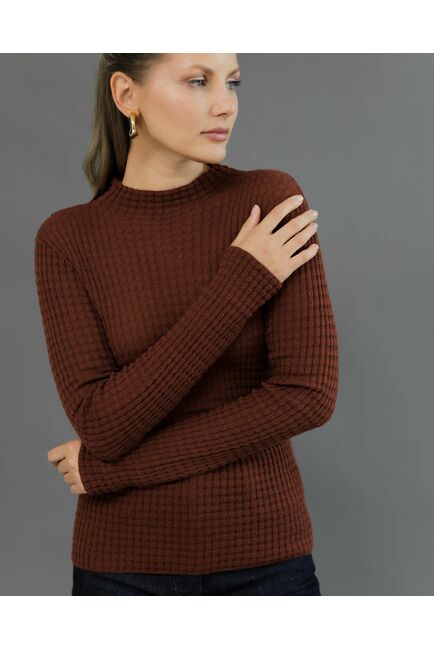Джемпер из шерсти мериноса тонкой вязки коричневый от byME 