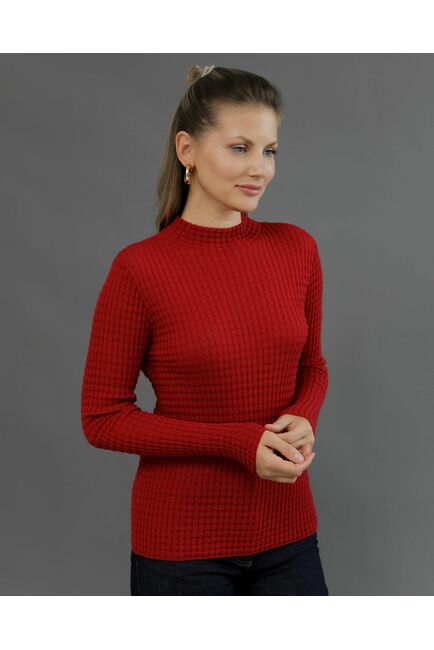 Джемпер из шерсти мериноса тонкой вязки вишневый от byME 