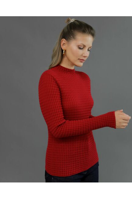 Джемпер из шерсти мериноса тонкой вязки вишневый от byME 