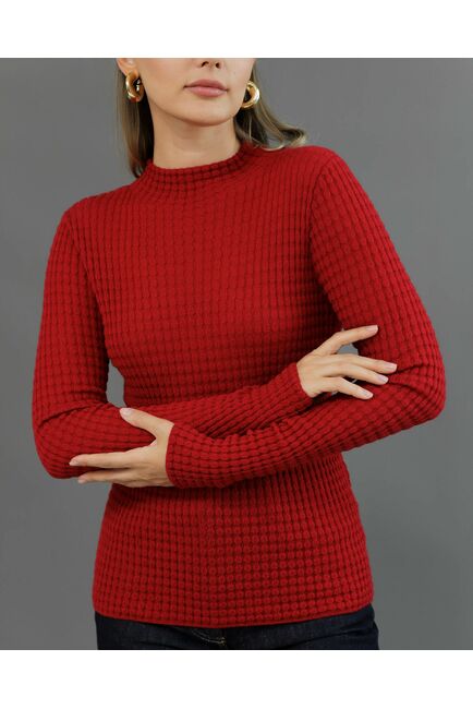 Джемпер из шерсти мериноса тонкой вязки вишневый от byME 