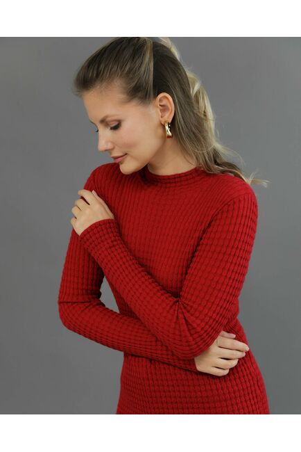 Джемпер из шерсти мериноса тонкой вязки вишневый от byME 