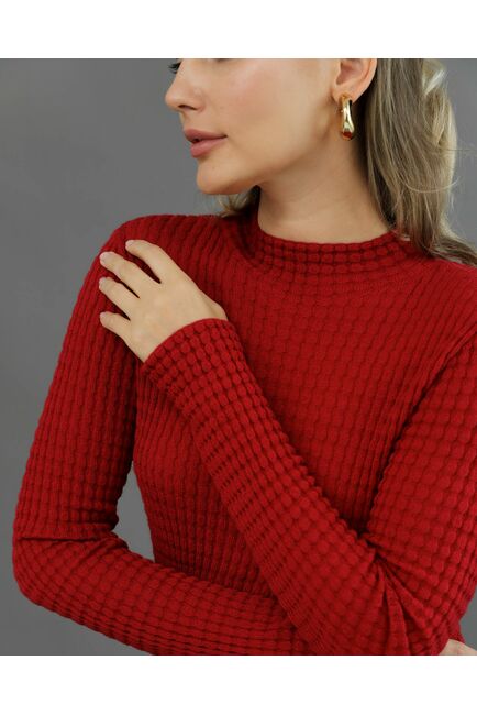 Джемпер из шерсти мериноса тонкой вязки вишневый от byME 