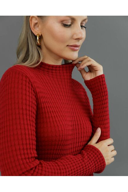 Джемпер из шерсти мериноса тонкой вязки вишневый от byME 