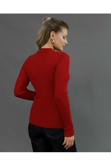 Джемпер из шерсти мериноса тонкой вязки вишневый от byME 