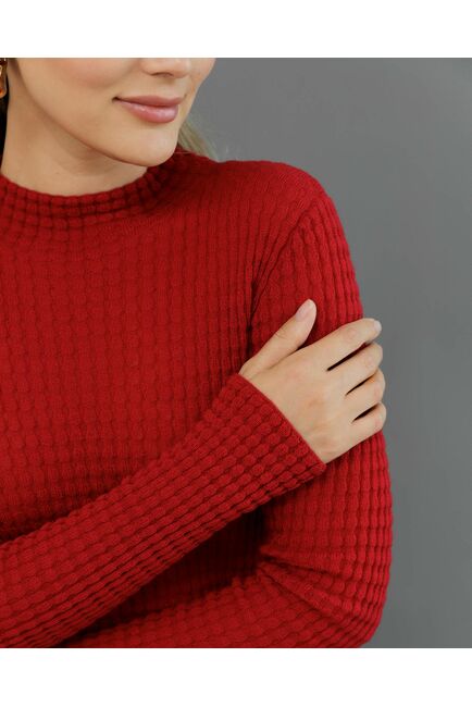 Джемпер из шерсти мериноса тонкой вязки вишневый от byME 