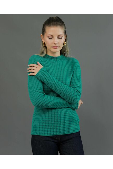 Джемпер из шерсти мериноса тонкой вязки зеленый от byME 