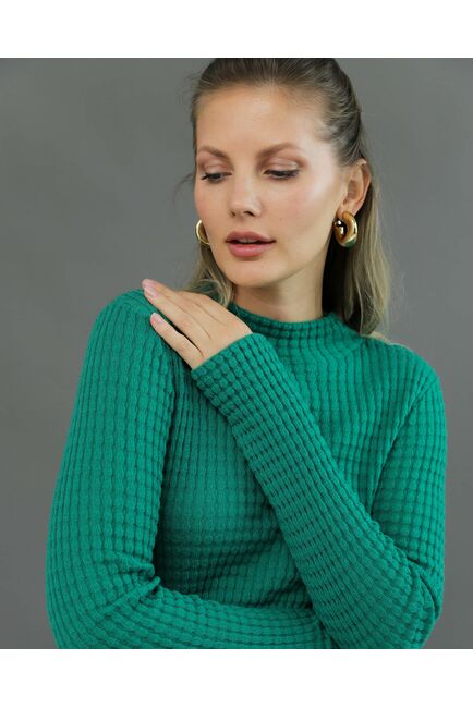 Джемпер из шерсти мериноса тонкой вязки зеленый от byME 