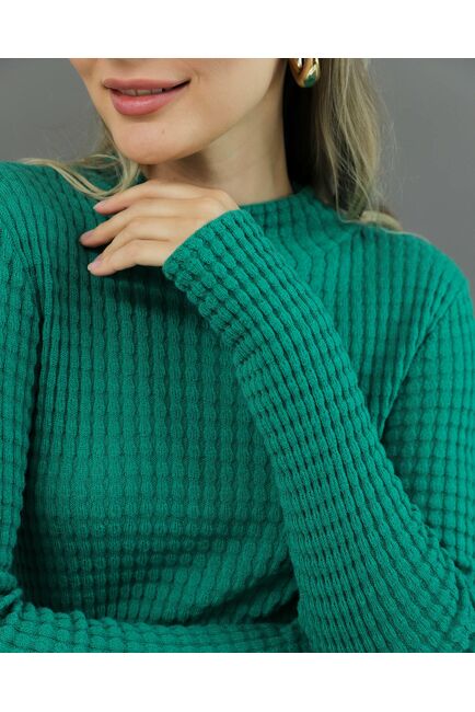 Джемпер из шерсти мериноса тонкой вязки зеленый от byME 
