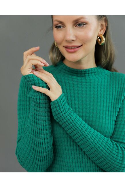 Джемпер из шерсти мериноса тонкой вязки зеленый от byME 