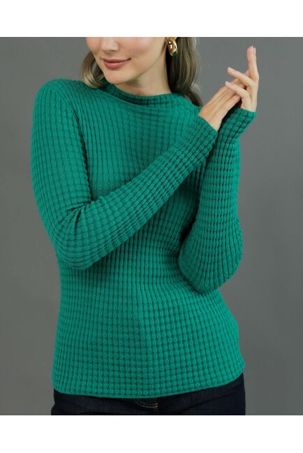 Джемпер из шерсти мериноса тонкой вязки зеленый от byME 