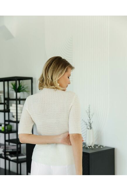 Джемпер из шерсти мериноса тонкой вязки молочный от byME 