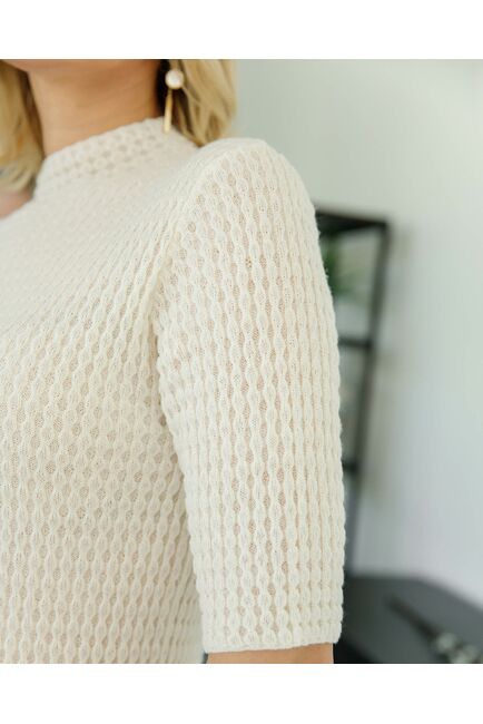 Джемпер из шерсти мериноса тонкой вязки молочный от byME 