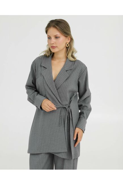 Жакет серый в полоску  - 125030 от LW 