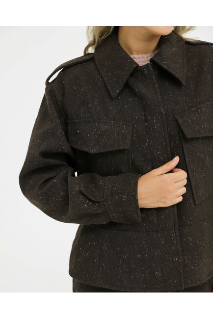 Жакет укороченный коричневый с добавлением шерсти - 125082 от LW 