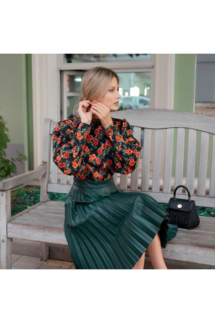 Женская рубашка под пуговицу принт маки - 7844 от byME 