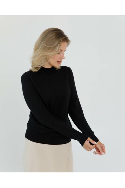 Джемпер из шерсти мериноса тонкой вязки черный от byME 