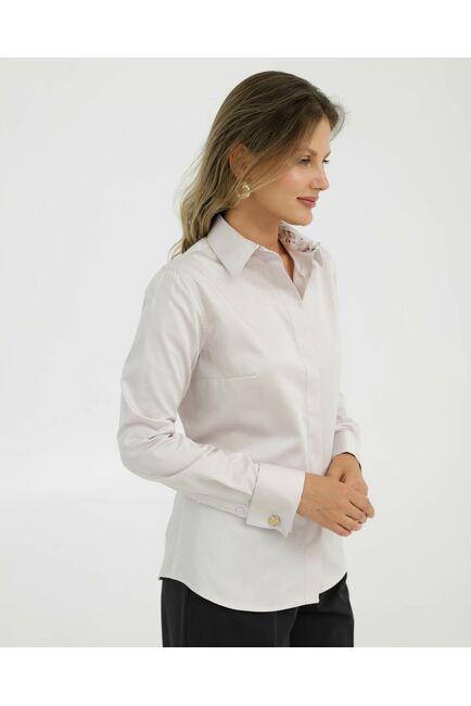 Рубашка хлопковая под запонки розовая с отделкой нежные цветы 8920 от byME 