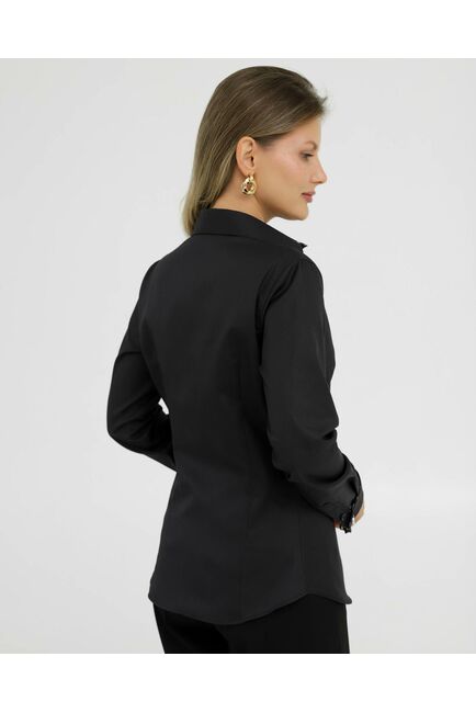 Рубашка хлопковая под запонки черная с отделкой 8921 от byME 