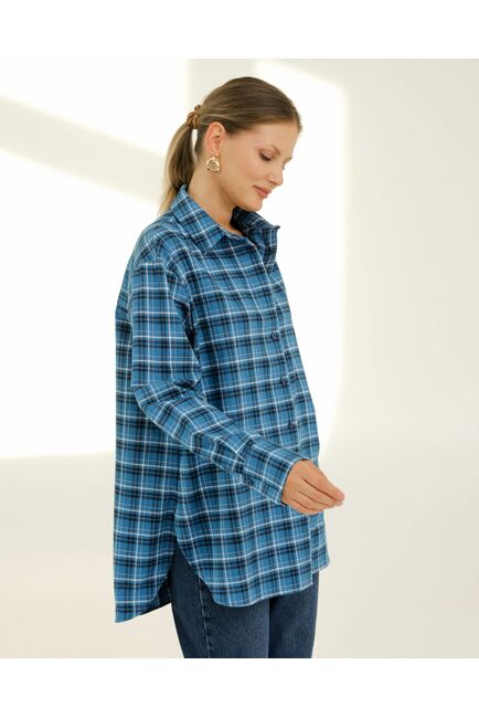 Рубашка хлопковая синяя клетка 8922 от byME 