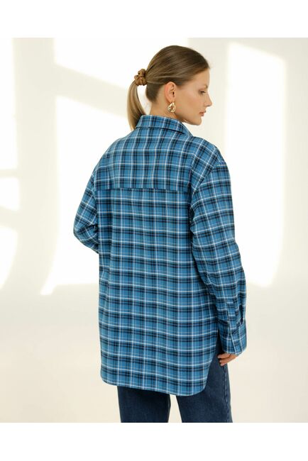 Рубашка хлопковая синяя клетка 8922 от byME 