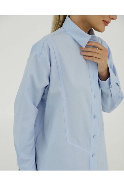 Рубашка хлопковая голубая с манишкой 8925 от byME 