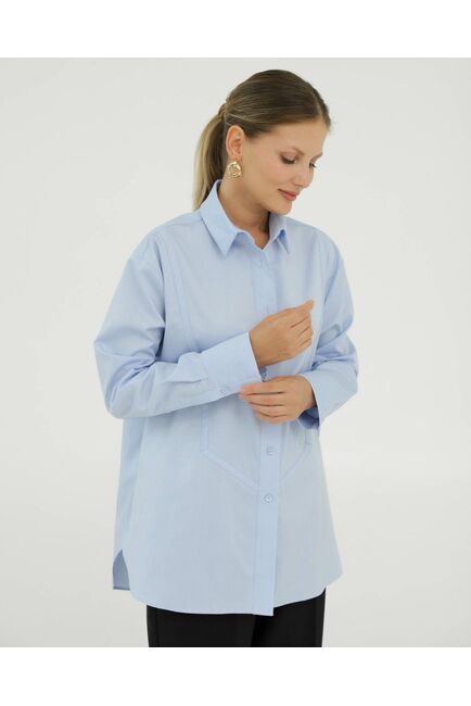 Рубашка хлопковая голубая с манишкой 8925 от byME 