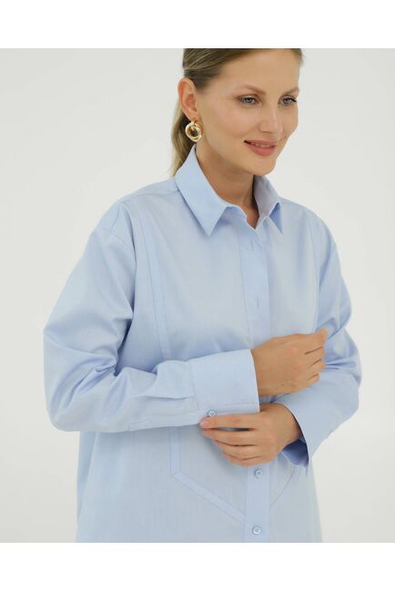 Рубашка хлопковая голубая с манишкой 8925 от byME 