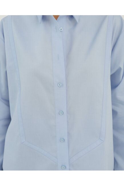 Рубашка хлопковая голубая с манишкой 8925 от byME 