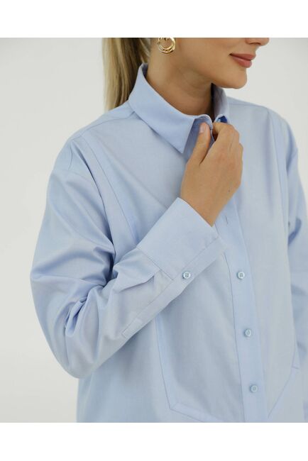 Рубашка хлопковая голубая с манишкой 8925 от byME 