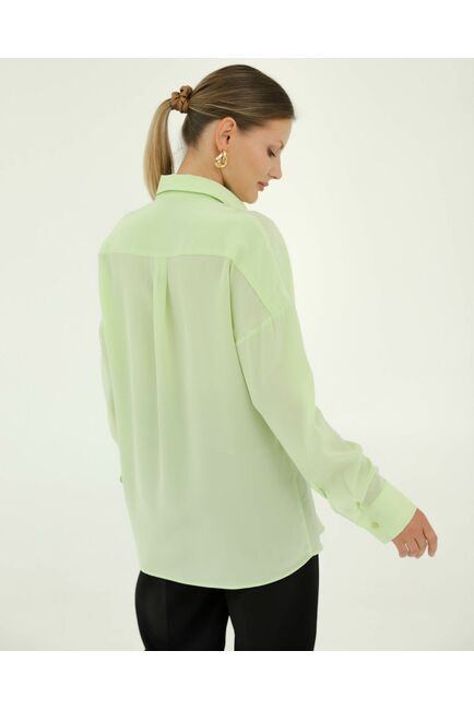 Рубашка шелковая зеленая  в прямом силуэте 8926 от byME 