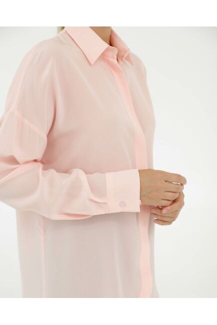 Рубашка шелковая розовая в прямом силуэте  8927 от byME 