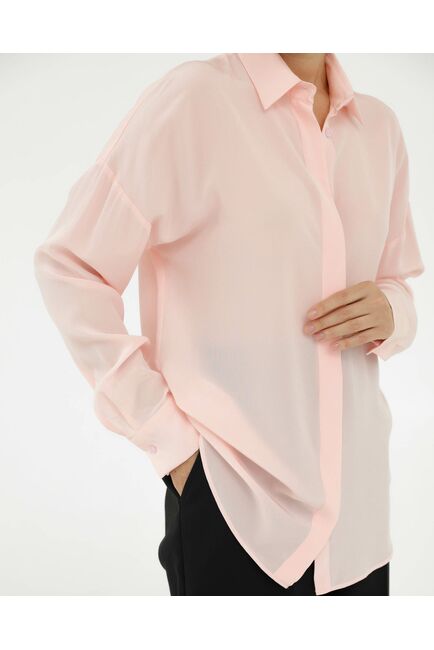 Рубашка шелковая розовая в прямом силуэте  8927 от byME 