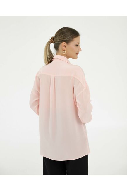 Рубашка шелковая розовая в прямом силуэте  8927 от byME 